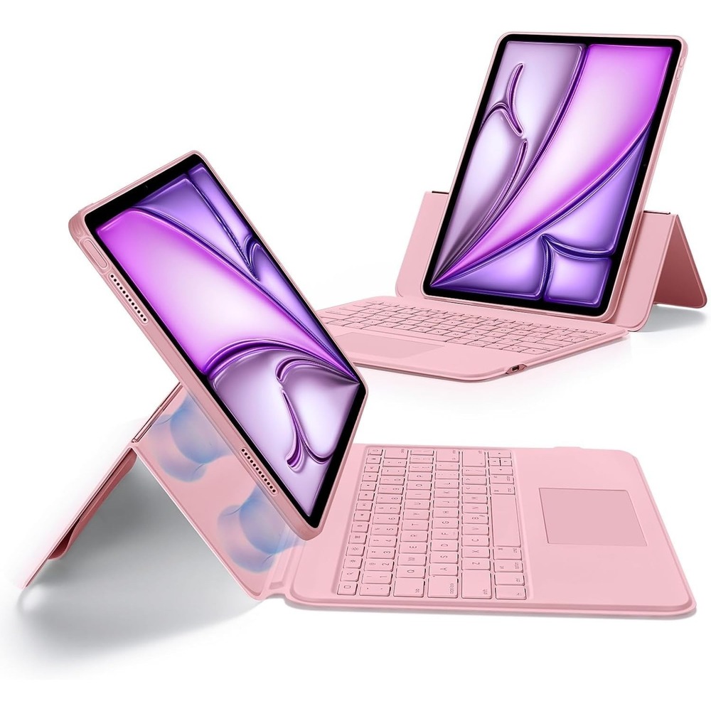 ESR iPad Air 13 Case Keyboard Pink Backlit Trackpad Detachable Stand